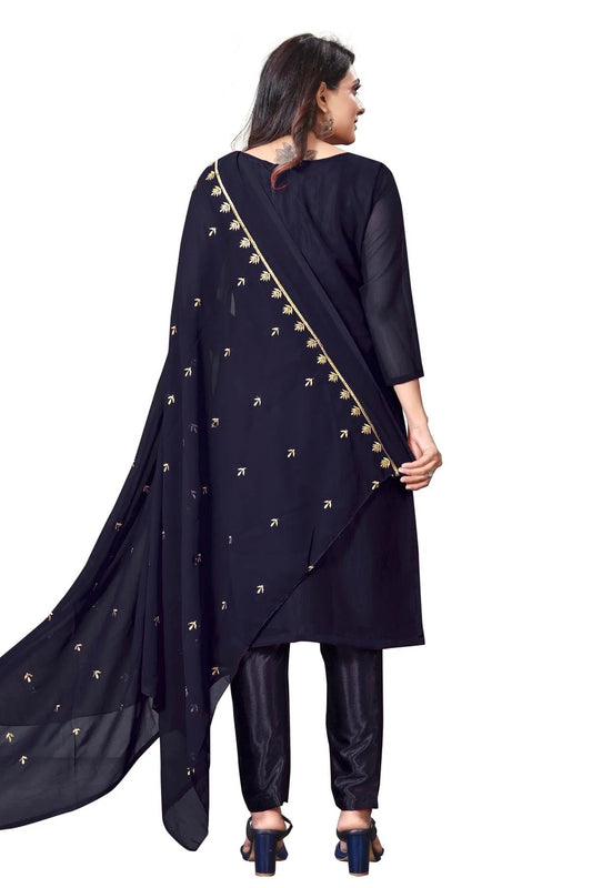 Blue Unstitched Faux Georgette Straight Suit NCUS11610494