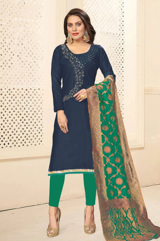 Blue Unstitched Jaam Cotton Straight Suit NCUS11610364