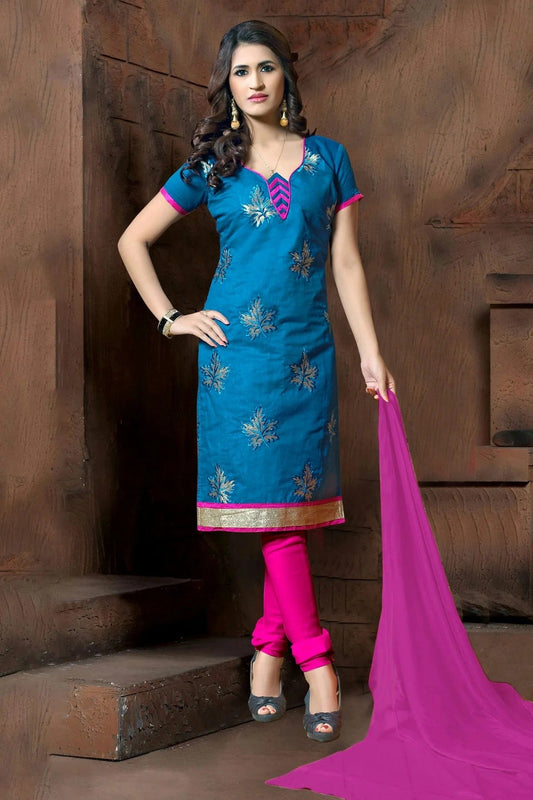 Blue Unstitched Modal Cotton Churidar Suit NCUS11610197