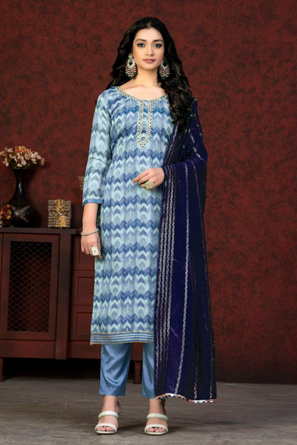 Blue Unstitched Modal Cotton Pant Style Suit NCUS11610104