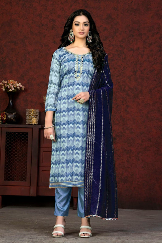 Blue Unstitched Modal Cotton Pant Style Suit NCUS11610104