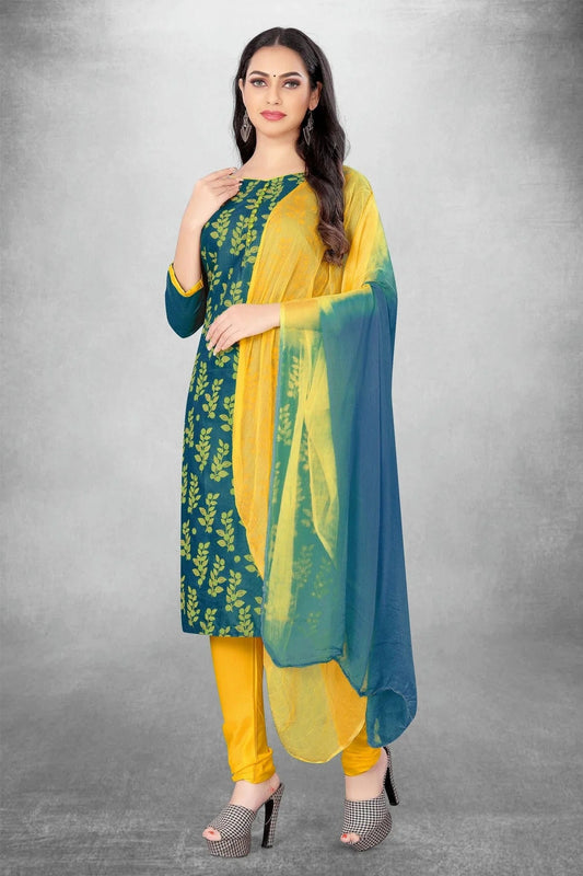 Blue Unstitched Slub Cotton Churidar Suit NCUS11610435