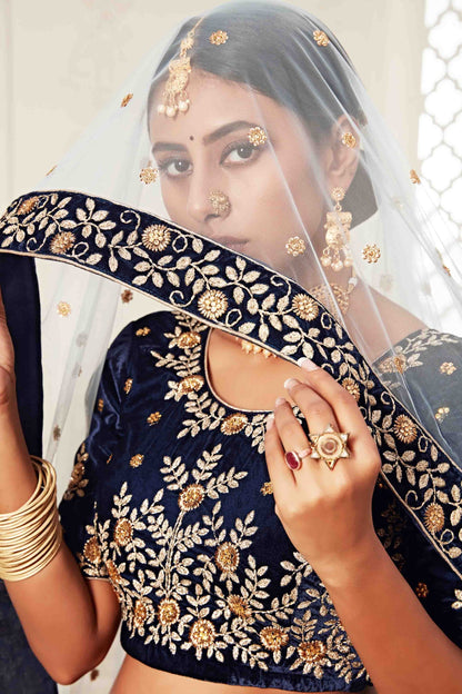 Blue Velvet Designer Lehenga Choli NCLC10110374