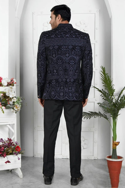 Blue Velvet Jodhpuri Jacket  NCJP12310261