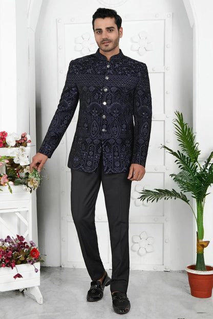 Blue Velvet Jodhpuri Jacket NCJP12310261
