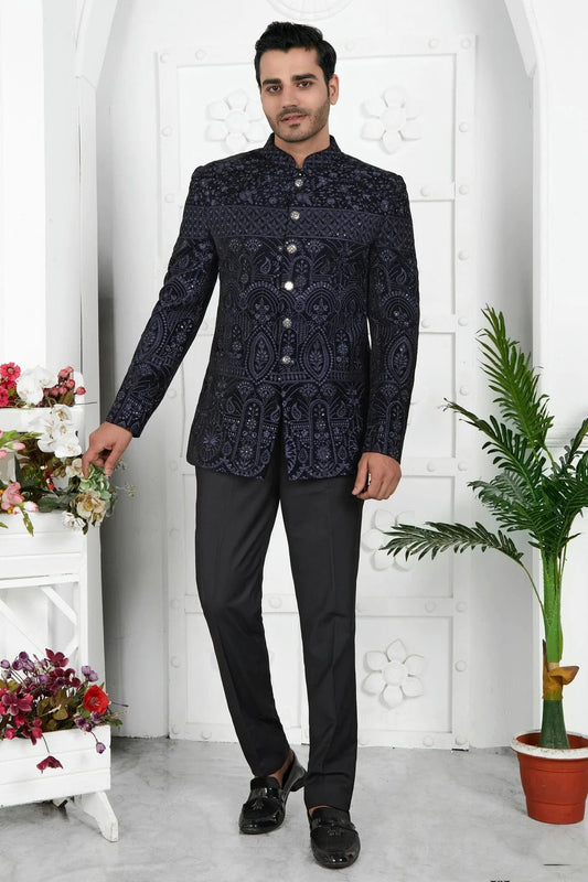 Blue Velvet Jodhpuri Jacket NCJP12310261