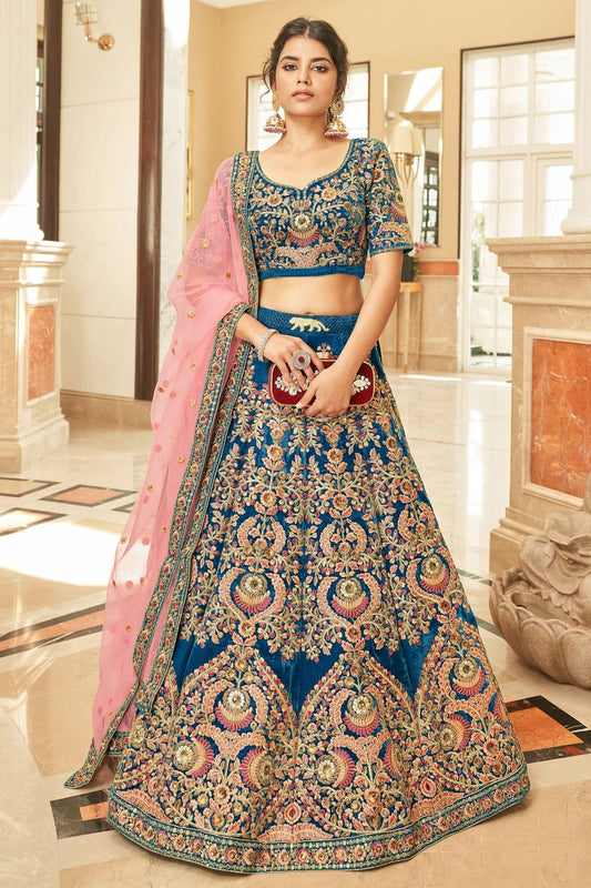 Blue Velvet Lehenga Choli NCLC10110132