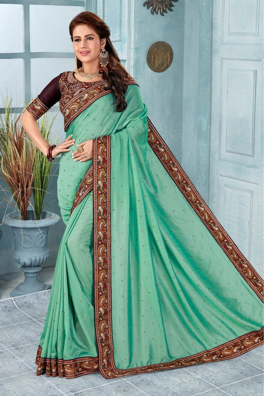 Blue Vichitra Silk Embroidery Saree NCSD11210815