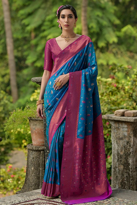 Blue Woven Banarasi Silk Saree NCSD12610172