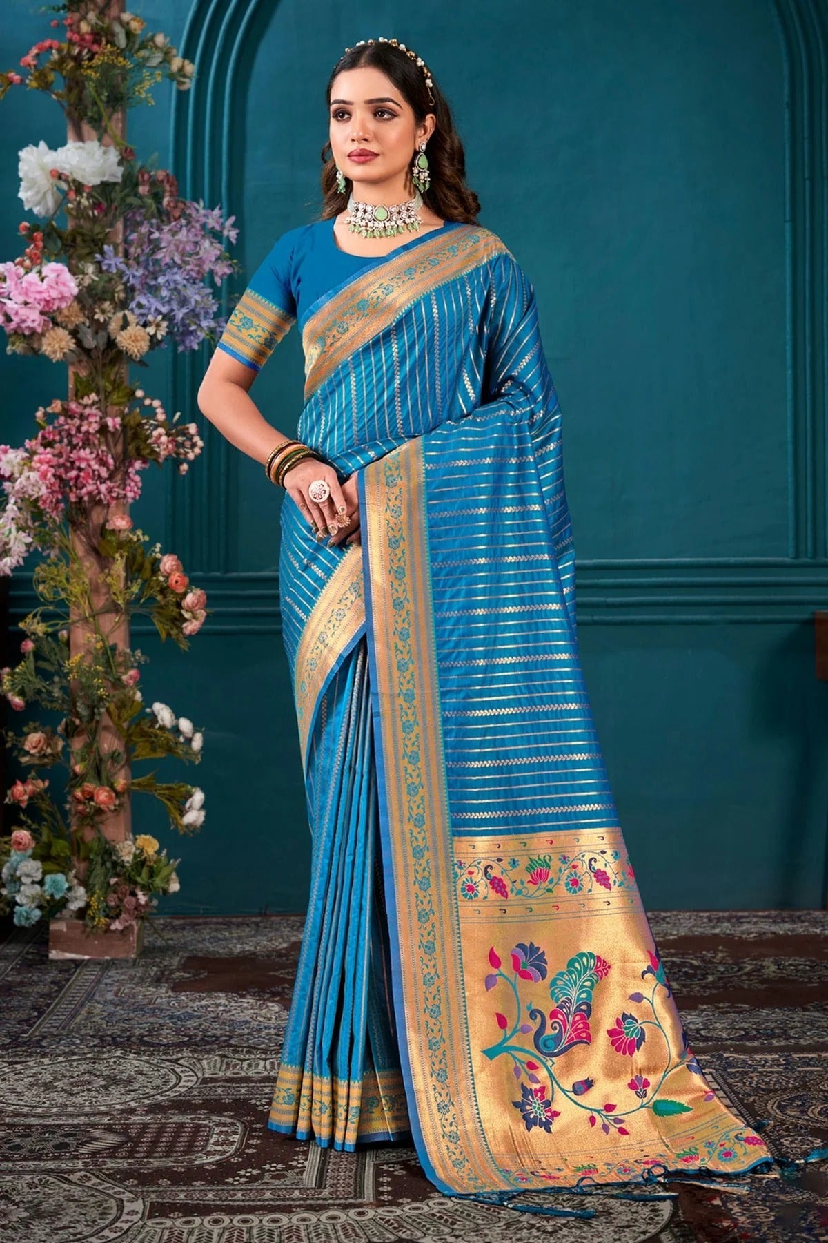Blue Woven Paithani Silk Saree NCSD11010498