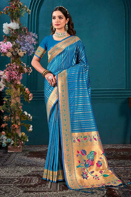 Blue Woven Paithani Silk Saree NCSD11010498