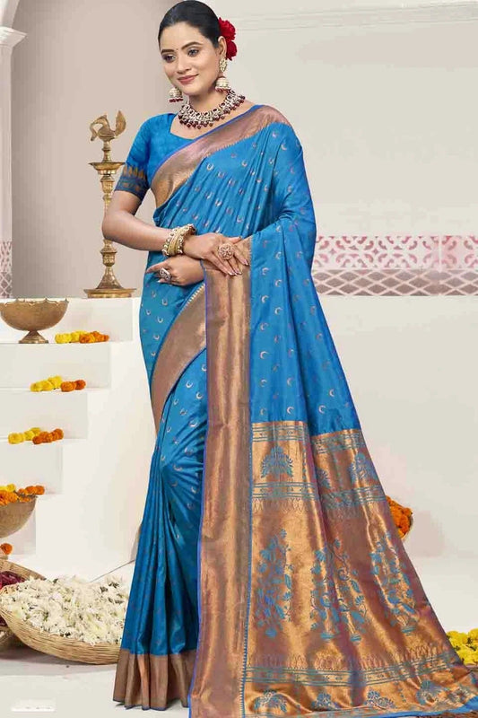 Blue Woven Silk Traditional Saree NCSD11010105