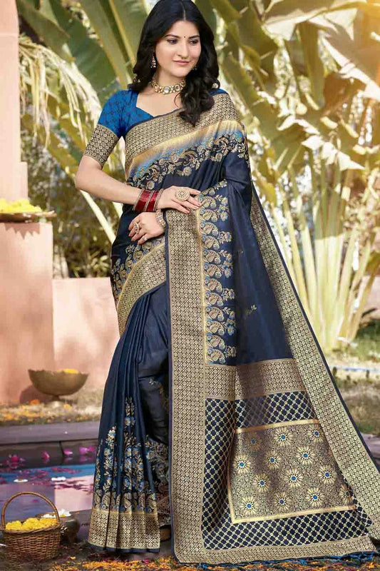 Blue Woven Silk Traditional Saree NCSD11010114