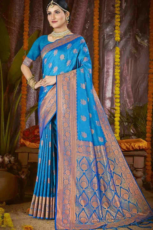 Blue Woven Silk Traditional Saree NCSD11010139