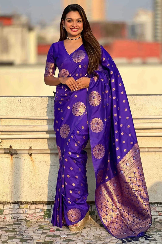 Blue Zari Moonga Silk Traditional Sarees  NCSD11110635