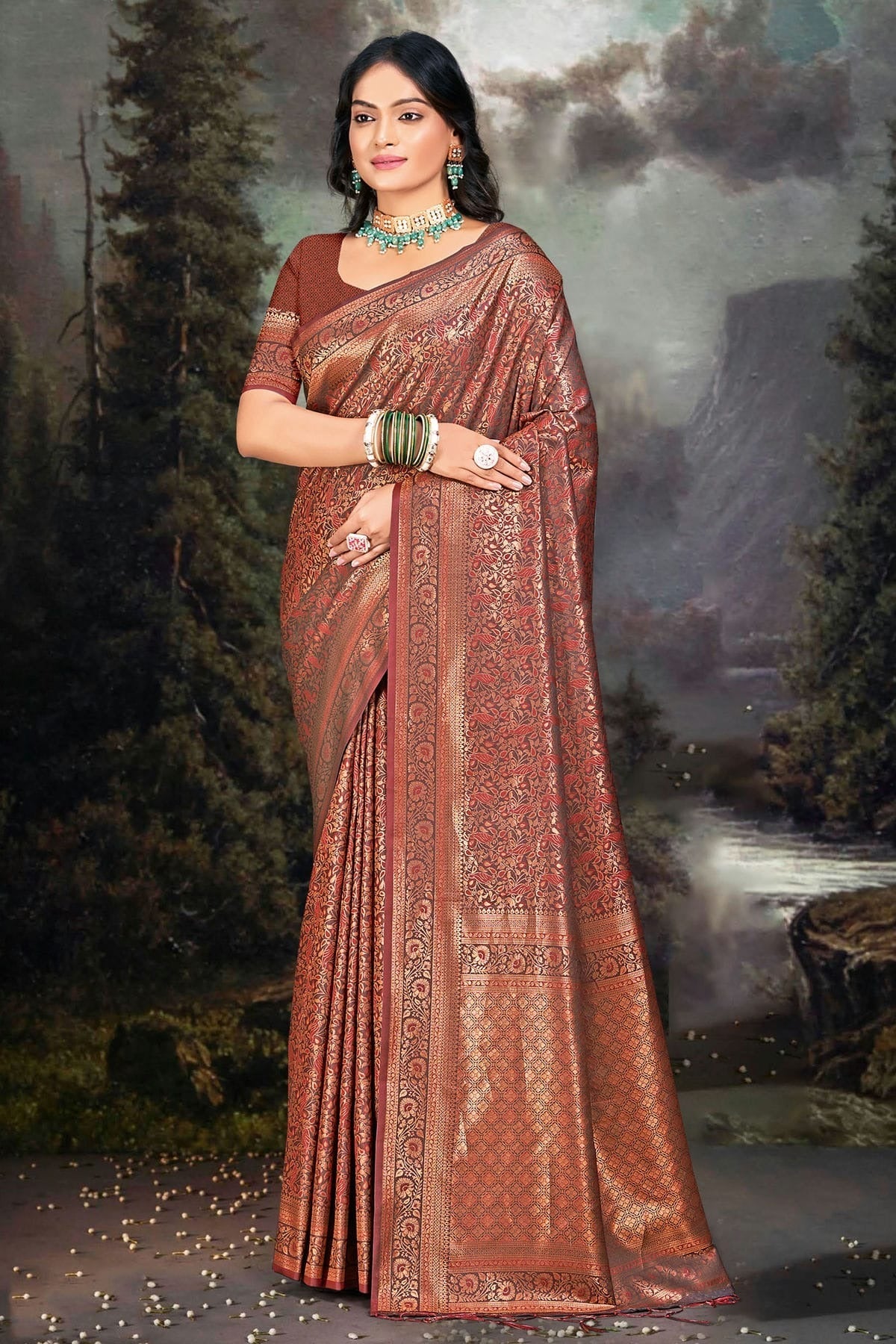 Brown Banarasi Silk Traditional Saree NCSD11010465