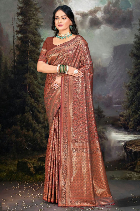 Brown Banarasi Silk Traditional Saree NCSD11010465