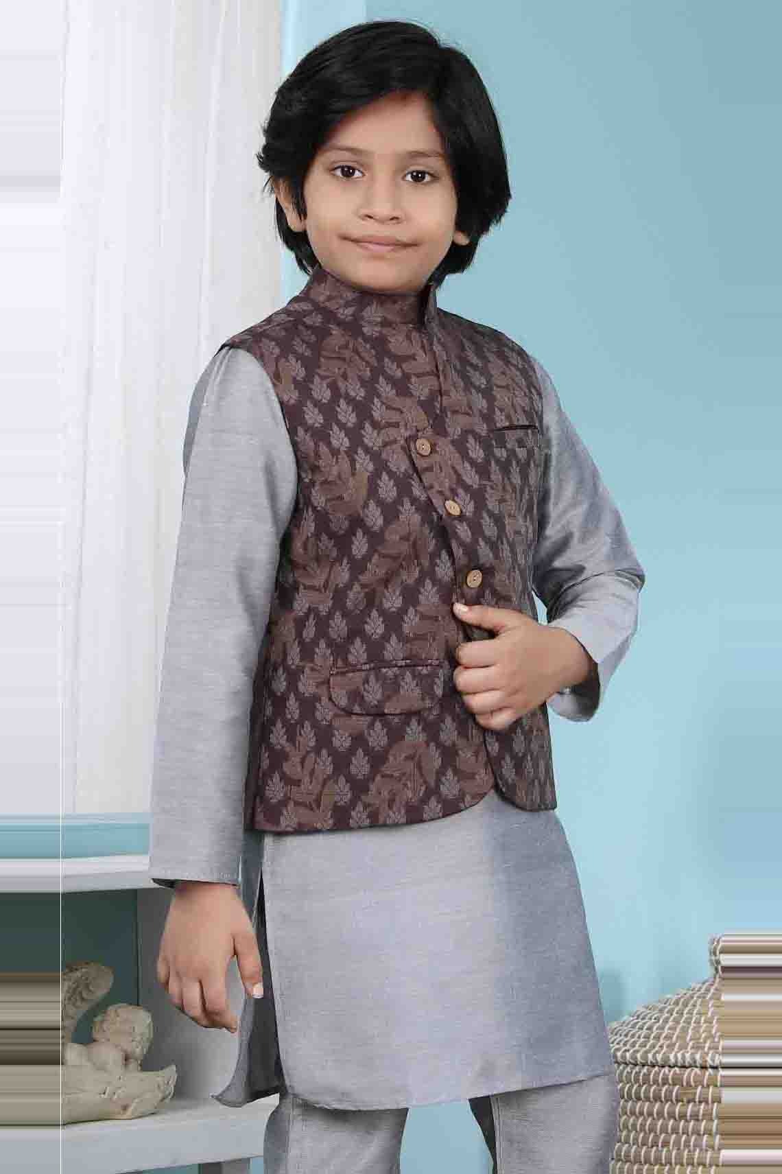 Brown Chanderi Silk Jacket  NCBW10710745