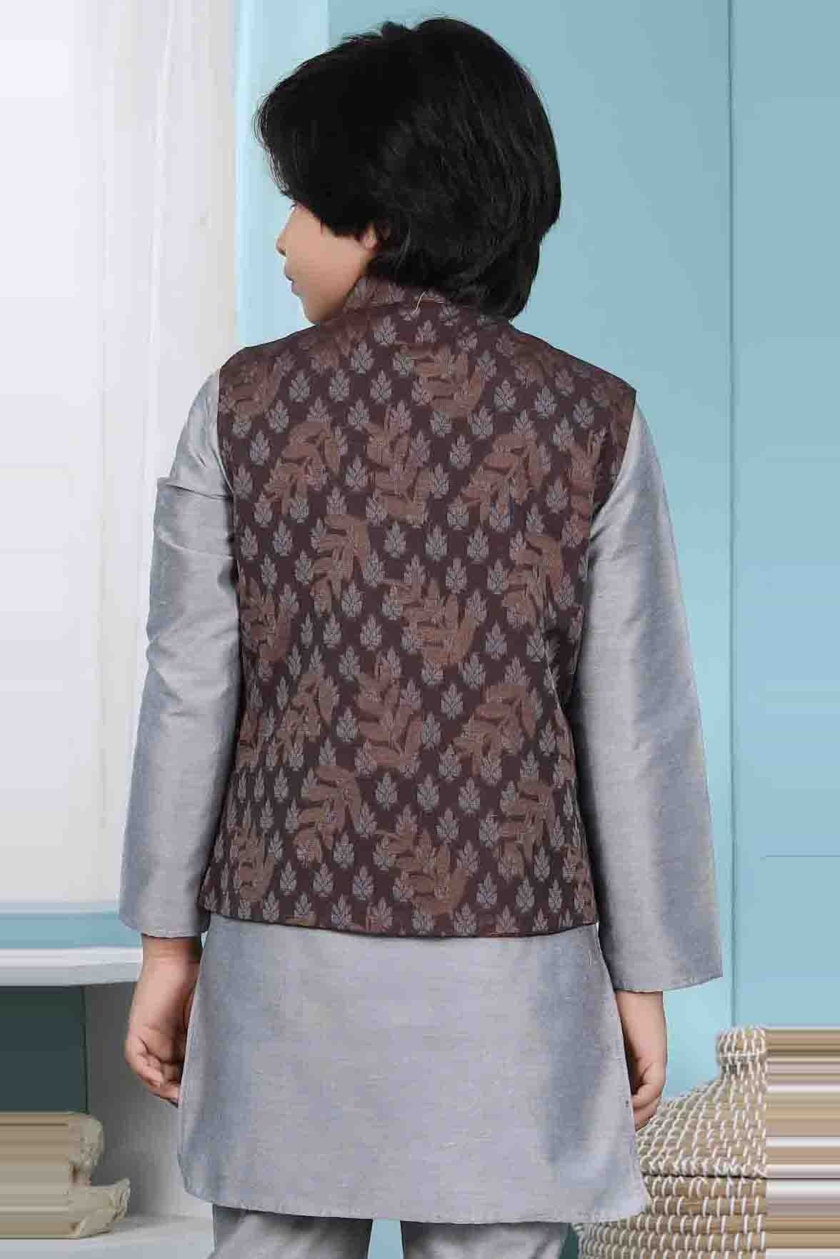 Brown Chanderi Silk Jacket  NCBW10710745