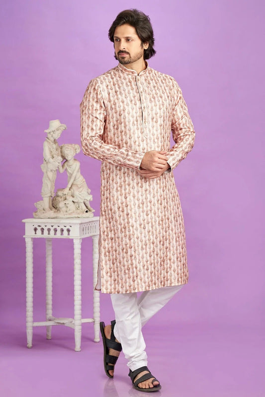 Brown Cotton Pintex Kurta Pajama NCKP12310182