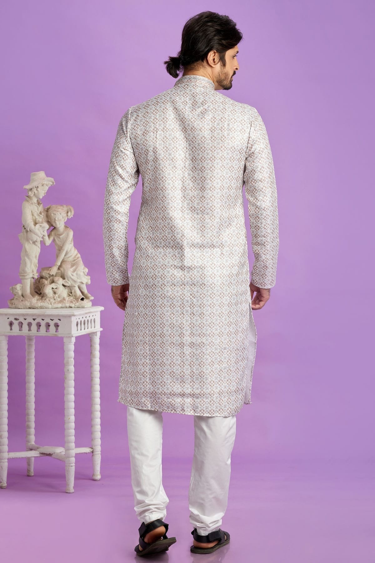 Brown Cotton Pintex Kurta Pajama NCKP12310190