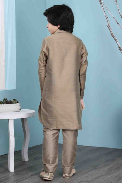 Brown Cotton Silk Kurta Pajama NCBW10710696