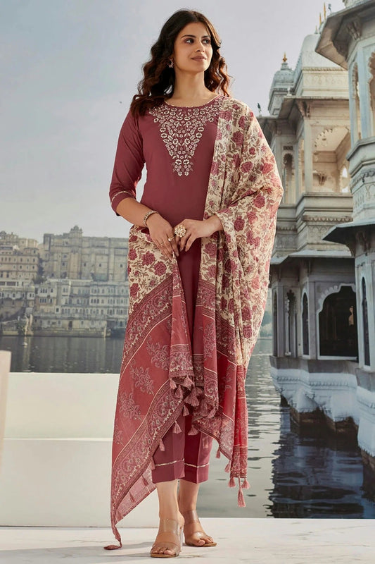 Brown Cotton Silk Stitched Suit NCSS11111445
