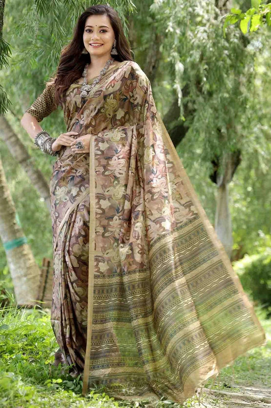 Brown Cotton Silk Traditional Saree NCSD12610105
