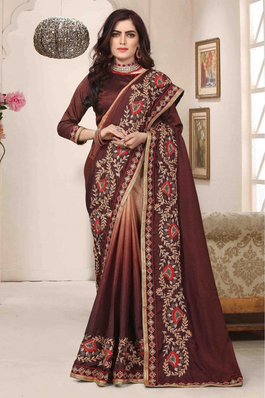 Brown Dola Silk Designer Saree NCSD11210624