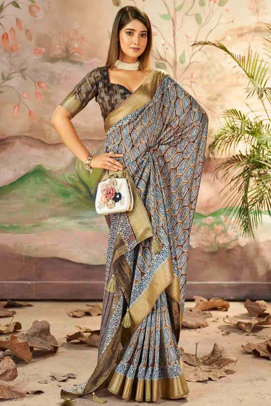 Brown Dola Silk Printed Saree NCSD11110300