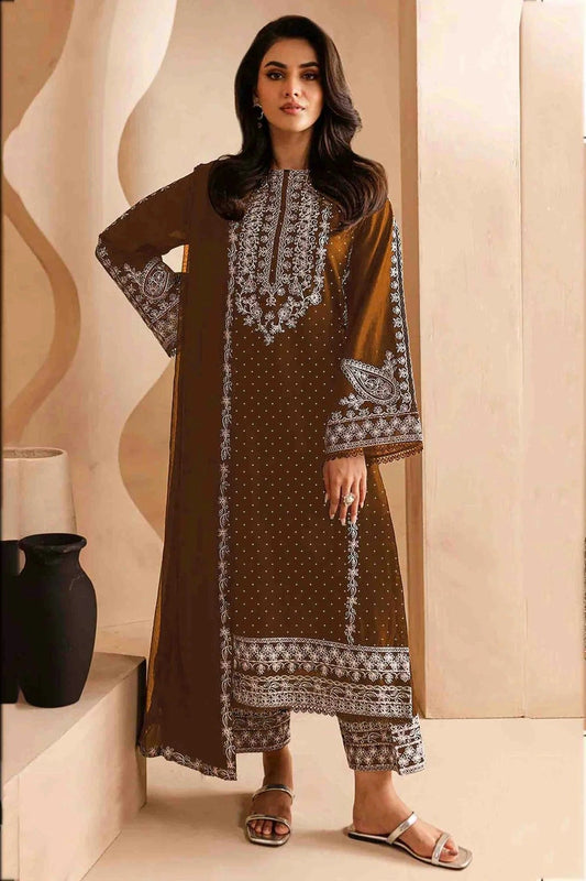 Brown Faux Georgette Pakistani Suit NCSM11410249
