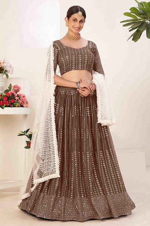Brown Georgette Designer Lehenga Choli NCLC12410100