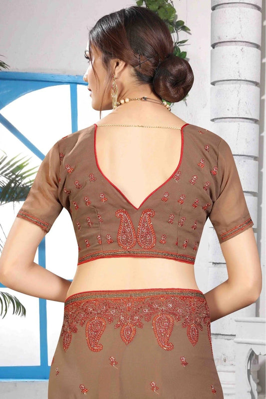 Brown Georgette Designer Saree NCSD11210622