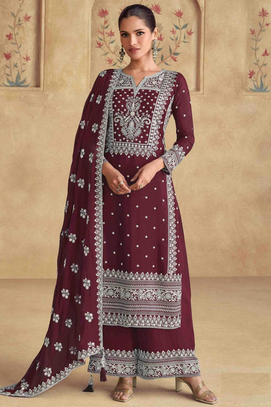 Brown Georgette Palazzo Pant Suit NCSM11110884