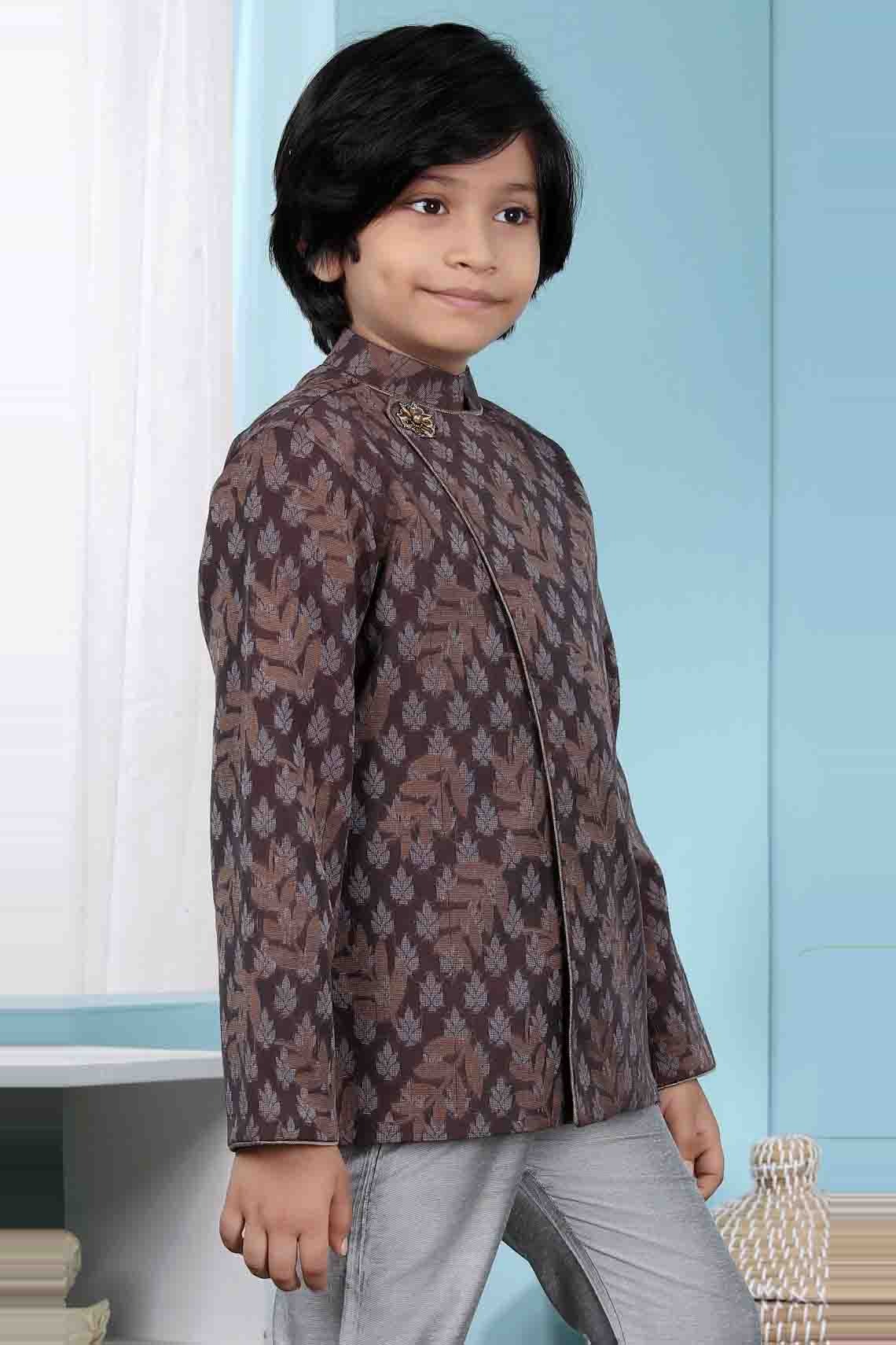 Brown Handloom Silk Jacket  NCBW10710741