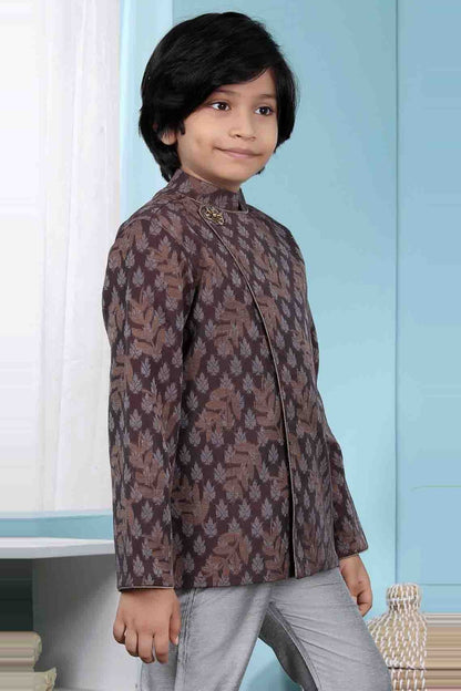 Brown Handloom Silk Jacket  NCBW10710741