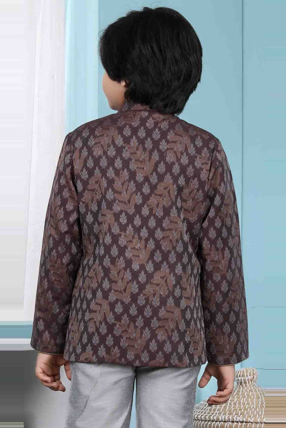 Brown Handloom Silk Jacket  NCBW10710741