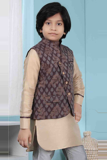 Brown Handloom Silk Jacket  NCBW10710744