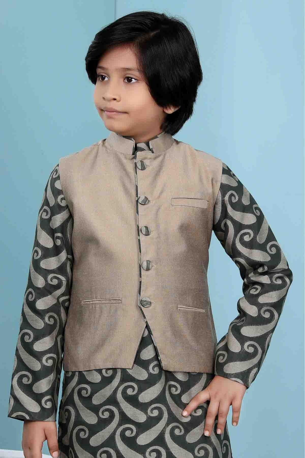 Brown Handloom Silk Jacket NCBW10710752