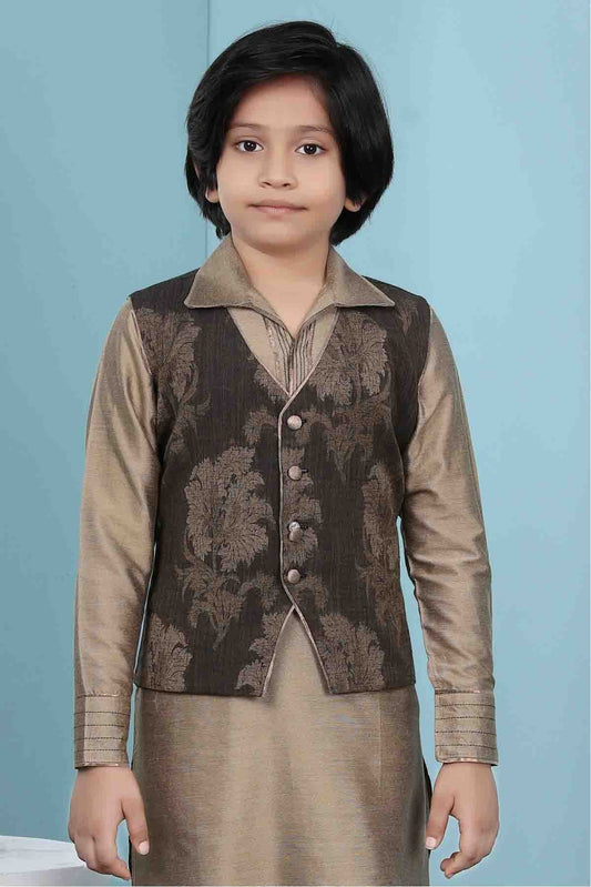 Brown Handloom Silk Jacket NCBW10710756