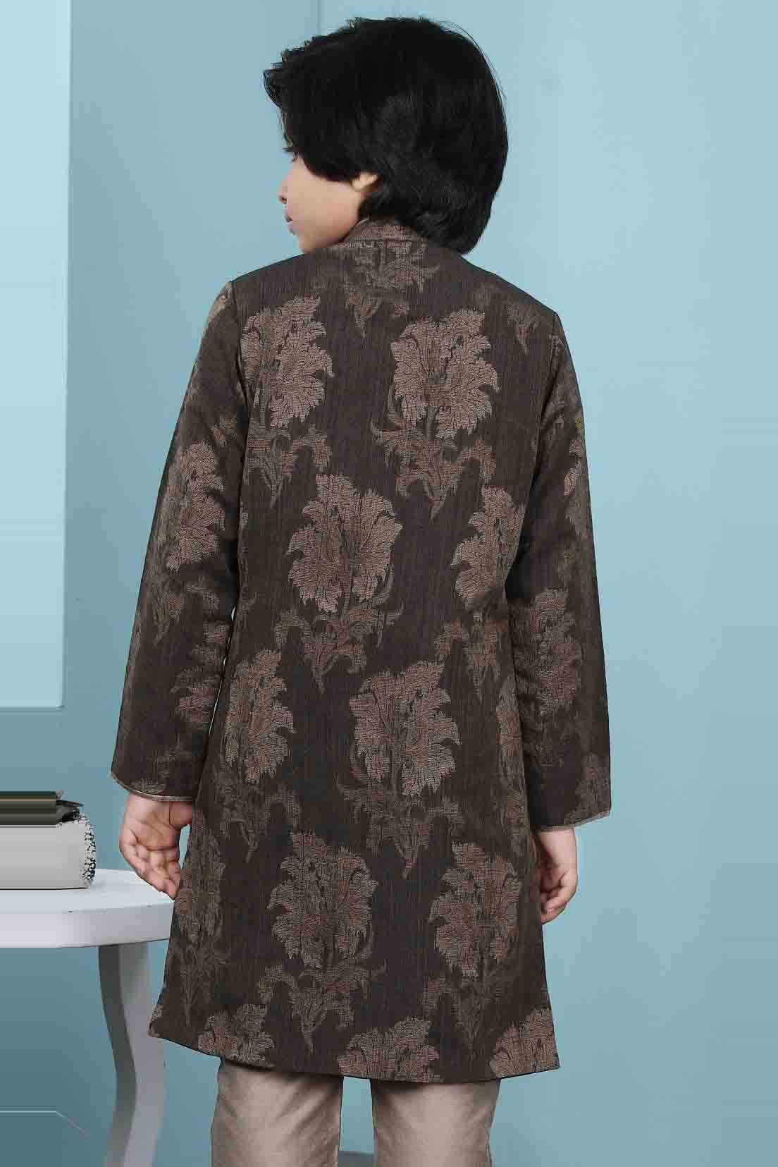 Brown Handloom Silk Jacket  NCBW10710757