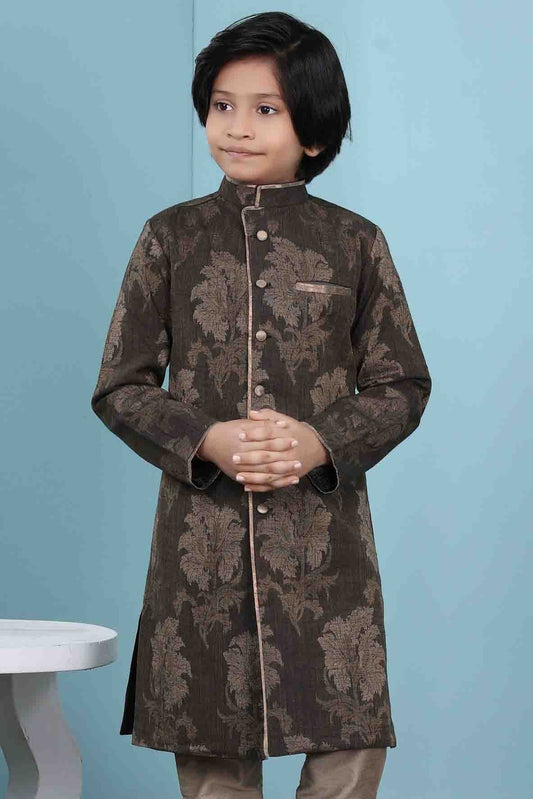 Brown Handloom Silk Jacket NCBW10710757
