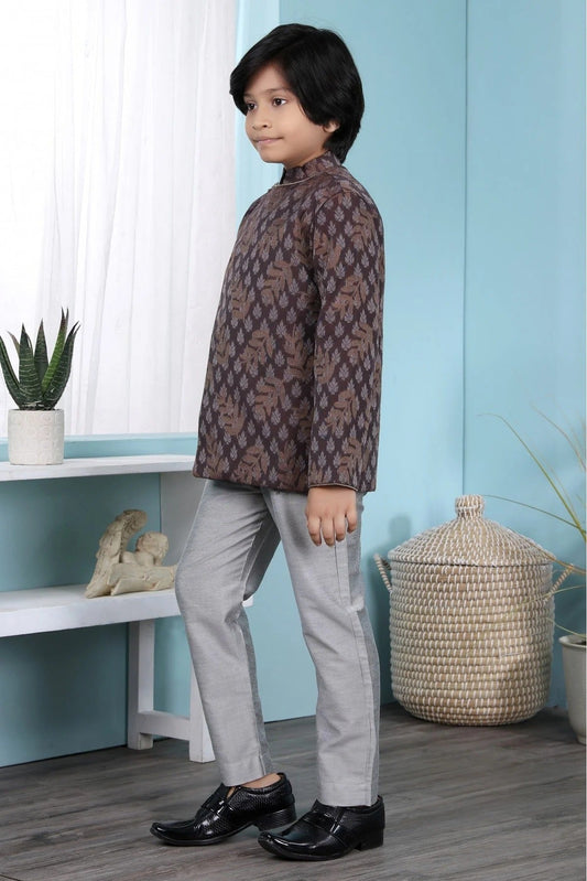 Brown Handloom Silk Sherwani NCBW10710681