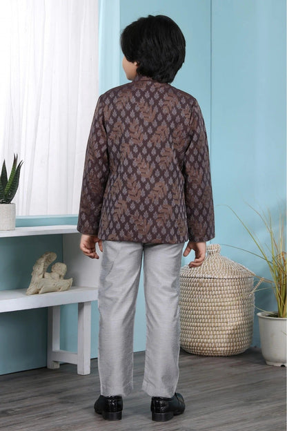 Brown Handloom Silk Sherwani NCBW10710681