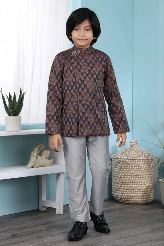 Brown Handloom Silk Sherwani NCBW10710681