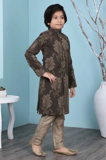 Brown Handloom Silk Sherwani NCBW10710697