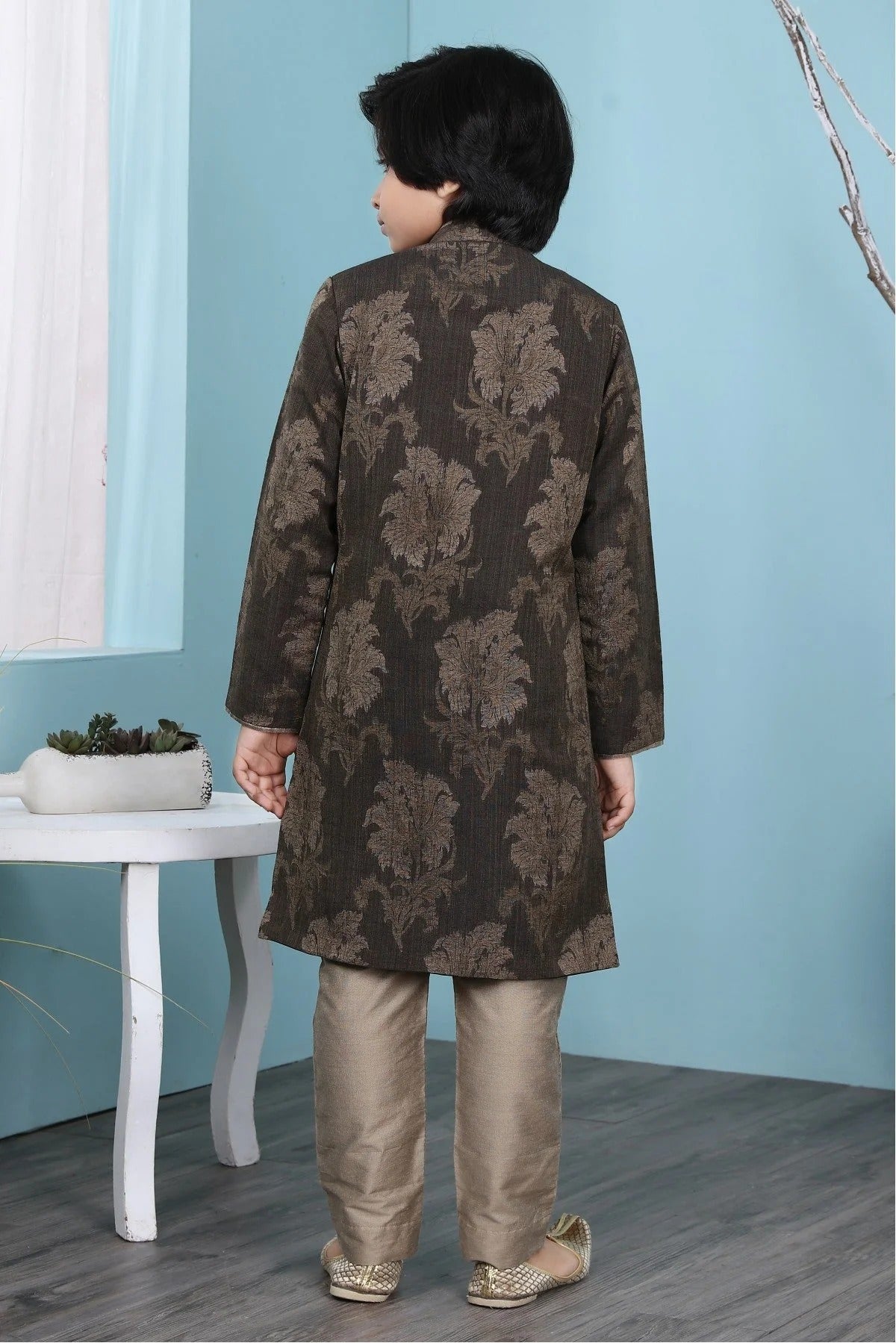 Brown Handloom Silk Sherwani NCBW10710697