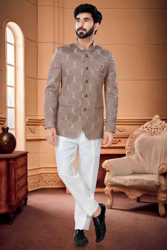 Brown Jodhpuri In Jacquard NCJP11310101