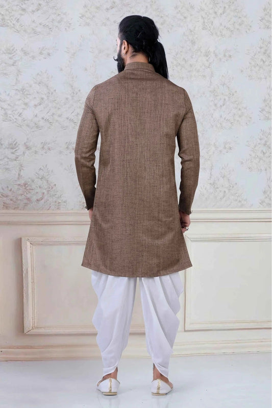 Brown Linen Festival Wear Dhoti Kurta  NCKP11310141