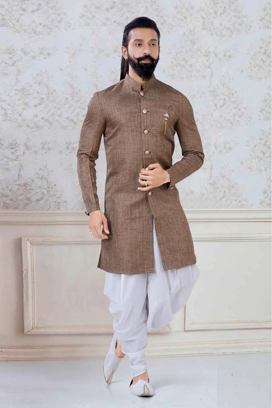 Brown Linen Festival Wear Dhoti Kurta NCKP11310141